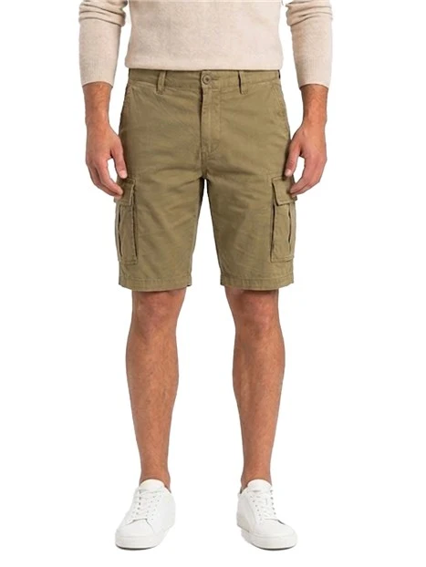 BERMUDA IN COTONE STILE CARGO UOMO VERDE